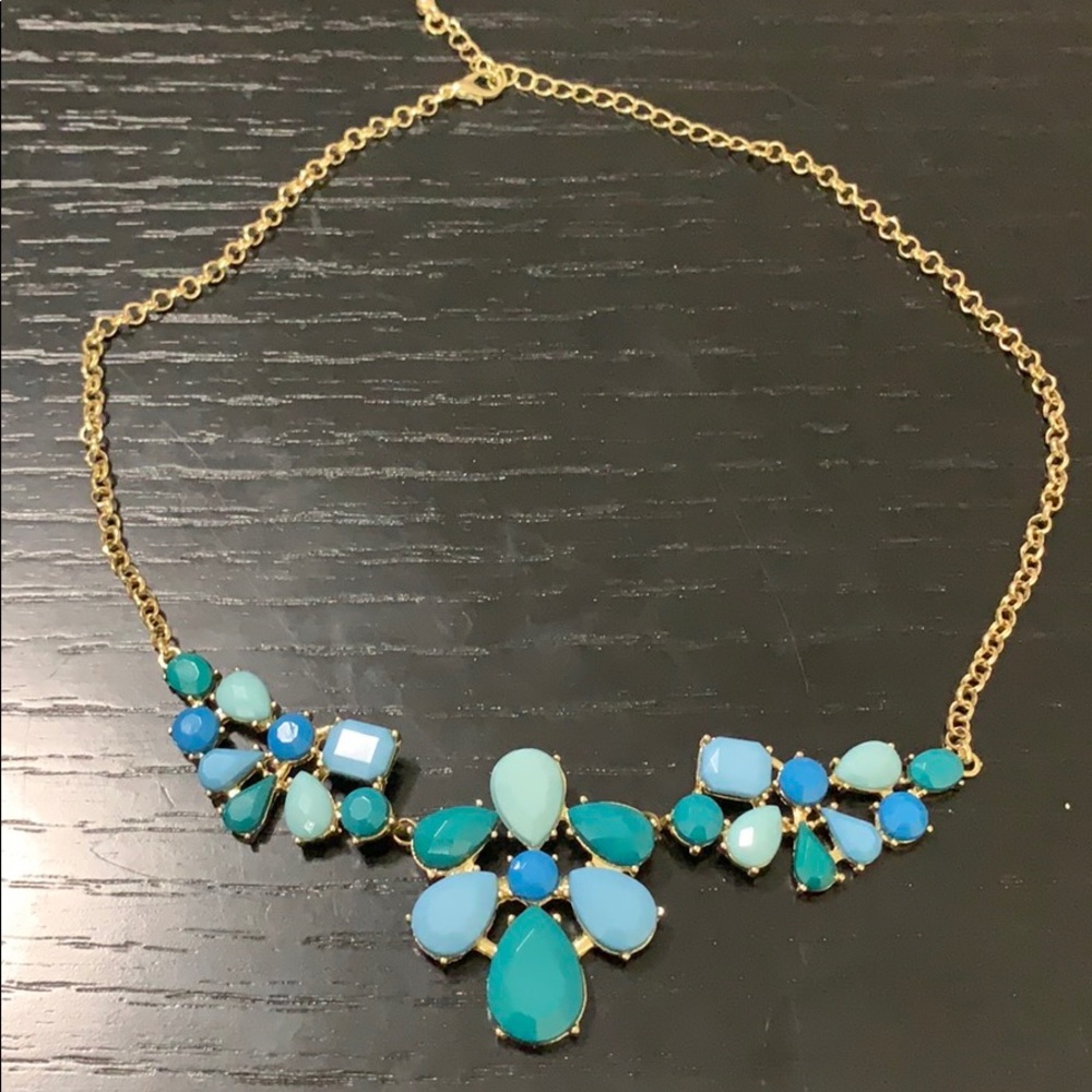 Old Navy blue and green golden necklace